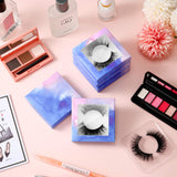 100 Piece Paper Eyelash Packaging Box Lashes Boxes Packaging, 50 Piece Empty Eyelash Boxes Lash Box, 50 Piece Empty Eyelash Boxes Tray False Eyelashes Storage Box Packing Box Lid Tray (Blue Pink)