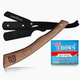 American Wood Stylish Cut Throat Barber Salon Men Shaving Razor +100 Blades