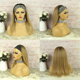 1B/27 Ombre Headband Wigs Human Hair for Black Women Straight Brazilian Remy Hair Wigs Glueless Machine Made 150% Density 16 Inch