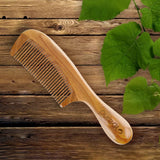 All Natural Hair Comb - pureGLO No Static Detangling Wooden Combs - Handmade Natural Fine Tooth Comb