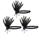 FOBU  3 Set 1920s Flapper Headpiece Roaring 20s Feather Headband Gatsby Headpiece for Women Hair Accessories (Black) middle