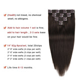 Real Clip in Hair Extensions Dark Brown 8 Pieces - Premium Womens Straight Double Weft Thick Remy Hair Extensions Clip in on Human Hair for Short Hair (14" / 14 inch, #2, 92 grams/3.3 Oz )