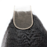 Forawme 8A Unprocessed Brazilian Hair Pieces Free Part Top Closure 20 Inch 130% 1B Soft Remy Human Hair Kinky Straight Lace Closure With Baby Hair 4X4