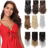 Clip in Full Head Hair Extensions 8 pieces/set Synthetic Fibre Natural Long Thick Hair Pieces Hairpiece Standard Weft Hair Extension for Women Lady Girls - 24 inch Curly medium brown