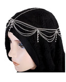 V G S Eternity Fashions Hair Accessory Silvertone Rhinestone Tassel Head Chain Hairband (Style IHC1000-SIL)