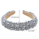 3 Pieces Padded Rhinestone Faux Pearl Beaded Headband Glitter Hairband Wedding Headpiece Wide Edge Headwear for Women Girls Party Supplies (Faux Pearl Style)