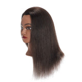 Traininghead 18-20'' Afro 100% Human Hair Mannequin Head Hairdresser Female Training Styling Head Cosmetology Manikin Head Doll Head with Clamp Stand (Natural Black)