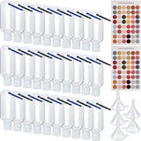 30 Pieces Empty Plastic Keychain Bottles Travel Leakproof Bottles Containers Flip Cap Small Refillable Bottles for Toiletry Shampoo Lotion with 96 Pieces Stickers and 5 Pieces Funnels, 50 ml