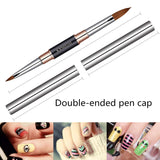KEMEISI 2-head 3D Acrylic Nail Brush Dual-tip Size 02＆08/04＆10/06＆12 Multifunctional Nail Art Brush Black-Mid with Silver-Cap Color Blocking (06＆12)