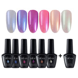 Vtrem Magnetic Nail Polish Kit 6 Colors 3D Cat Eye Gel Nail Polish Set 15ml with Free Magnet Sticks - Long Lasting Soak Off UV LED Gel