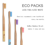 GoWoo 100% Natural Bamboo Toothbrush Soft - Organic Eco Friendly Toothbrushes with Soft Nylon Bristles, BPA-Free, Biodegradable, Dental Care Set for Men and Women, (Pack of 4, Adult, Rainbow)