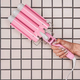 3 Barrel Curling Iron Wand,Quick and convenient heating rod with LCD Temp Display