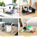 SUNFICON Makeup Organizer Cosmetic Storage Box Holder with Dust Free Cover and Crystal Clear Makeup Storage Tray Holder