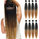 Pre-stretched Braiding Hair 20" -8packs/lot Itch Free Hot Water Setting Synthetic Fiber Crochet Braiding Hair Extension Twist Braid (20",T1B/27#)