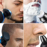 ACIYHN Electric Shavers for Men, 4 in 1 Rechargeable Cordless Wet/Dry Beard Nose Hair Face Razor Grooming Kit Rotary Shaver for Men - Blue