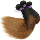 BLACKMOON HAIR 16 16 16 Inch Brazilian Virgin Ombre Hair Silky Straight Hair 3 Bundles Weaves Unprocessed Virgin Human Hair Extensions T1B/4/30
