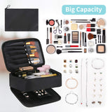 DIMJ Makeup bag and Jewelry Bag, 2 in 1 Travel Makeup Bag Organizer with Compartments Portable Waterproof Storage Case for Cosmetics Brushes Necklaces Earrings Bracelets Toiletry