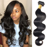 Brazilian Body Wave Virgin Hair 1 Bundle 16 Inch 9A Unprocessed Human Hair Weave Single Bundle Natural Black Hair Extensions 100g(16Inch)