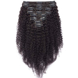 S-noilite Afro Kinky Curly Clip in Hair Extensions Human Hair for Black Women Kinky Curly Human Hair Extensions for African American Lady Double Weft (8PCS/18Clips/Set) 8Inch (#Natural Black)