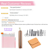 28PCS Nail Art Brushes Manicure tools Pedicure kit Valentine's Day Nail Liner Ombre Brush Nail Painting Design Nail Art Pens Cuticle Removal Tools Scissors Ear Pick Leather Case (Pink)