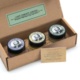 Captain Fawcett's Moustache Wax Cornucopia - 0.5oz (15ml) Jars, each of Lavender, Sandalwood & Ylang Ylang Moustache Wax