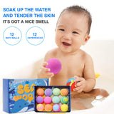 Kids Bath Bombs With Toys Inside, Cosmetic skin safe colorants ingredients Bubbles Bath Rich in Cocoa and Shea butter, Gentle and Kids Safe Spa Bath Fizz Balls Kit