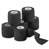 EZTAT2 12 Pcs Disposable Tattoo Grip Cover Wrap Self-Adhesive Bandage Roll Elastic Handle Grip Tube for Tattoo Machine Tattoo Accessories, Sports Tape (Black 12 Pcs)
