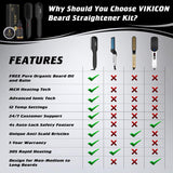 Beard Straightener w/FREE Beard Oil and Beard Balm for Men, Ceramic & Ionic Beard Straightening Comb, Fast Heated Hair Straightener Brush for Men&Women-Anti-Scald/LCD Display
