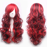 AneShe Anime Cosplay Wigs Red and Black for Women Long Curly Hair Wigs Lolita Style Wigs (Red+Black)