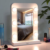 Glynee Hollywood Mirror with Light - LED Large Lighted Makeup Mirror Vanity Makeup Mirror Double Sided 360 Degree Swivel 1X/3X Magnifying Mirror with 3 Colors Lighting Modes Smart Touch