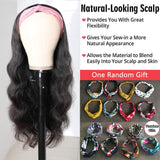 Human Hair Headband Wigs for Black Women Body Wave Headband Wigs Human Hair Machine Made None Lace Front Human Hair Wigs Brazilian Virgin 150% Density Natural Color Headband Wigs Body Wave