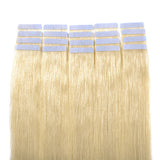 Tape in Human Hair Extensions Blonde 22 inch Grade 6A Double Side Tape Seamless Skin Weft Rooted Tape on Natural Hair Extensions Long Straight (22" / 22 inch 50g,#60 Platinum Blonde)