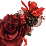 Floral Fall Burgundy Red Rose Winter Flower Crown Bridal Floral Crown Christmas Wreath Halo HC-35