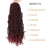 New Locs Crochet Hair 18 inch Ombre Burgundy Crochet Locs 6 Packs/Lot Pre Looped Braids 21 Strands (18inch, TBUG)