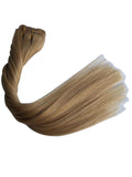 120g Clip in Extensions 15inch Clip in Human Hair Extensions Silky Straight Clip in/on Hair Thick End Full Head Top Fashion Summer Hairstyle for Women 7pcs #27 Dark Blonde(16"18"20"22")