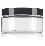 Clear PET Plastic (BPA Free) Refillable Low Profile Jar - 8 oz (6 pack) + Spatulas