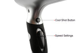 Ovente Lightweight Hair Dryer 1875 Watt 2 Speed 3 Heat Setting Ionic Tourmaline Technology 1 Wide Nozzle Attachment Extra Long Cord Ceramic Professional Travel Volumizing Woman Men Kids Silver X2110S