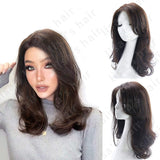 Synthetic Wig,Brown mixed color medium long wig,Curly Natural Looking Long Synthetic Hair, Heat Resistant Full Wig for Women,22in