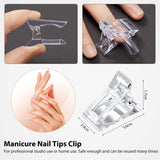 Nail Art Pincher Cuticle Pusher False Nail Shaping Tweezers with 10 Pieces Nail Tips Clips and 100 Pieces Horseshoe-shaped Nail Extension Tips Polygel Acrylic Nail Form Guide Stickers for Nail Art