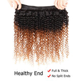 1B/#30 Ombre Brazilian Kinky Curly Hair 1 Bundle, 100% Unprocessed Human Hair Extensions, 2 Tone Dark Brown Weaves 100g (16")
