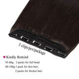 S-noilite Clip in Hair Extensions Human Hair for Women Clip in Human Hair 100% Remy Human Hair 3/4 Full Head One Piece/5 Clips Straight 20"(50cm)-50g (#02 Dark Brown)