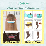 Vivien Remy Brown Clip in Hair Extensions 12 inch Dark Brown Highlighted Honey Blonde Ombre Human Hair Extensions Clip in Hair 70g 7pcs Remy Thick End Natural Clip Human Hair Extensions