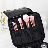 Travel Makeup Bag,Portable Makeup Train Case PU Leather Cosmetic Storage Organizer with Adjustable Dividers for Cosmetics Makeup Brushes