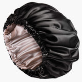 YANIBEST Baby Satin Bonnet Sleep Cap for Curly Hair - Double Layer Reversible Adjustable Silky Satin Cap for Teens Toddler Child(0-3T,Black)