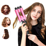 Hair Waver, 3 Barrel Curling Iron Wand 25mm Crimper Hair Iron Professional Waver Iron Temperature Adjustable Heat Up Quickly Last Long Hair Crimper for Women Girl