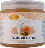SPA REDI – Milk & Honey Glow Salt Scrub, Exfoliating, Hydrating & Nourishing, Infused with Natural Oils and Vitamin E for Glowy Smooth Skin - 16 oz