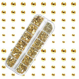 Dowarm 2650 Pieces Glue Fix Glass Flat Back Crystal Rhinestones Round Gems, 6 Sizes 1.5mm - 6.5mm, Non Hotfix Flatback Crystals Loose Gemstones for Crafts Nail Face Art Clothes (Metal Sunlight/Gold)