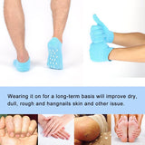 Moisturizing Skin Softening Spa Socks and Gloves with Essential Oil Infused Gel for Dry Cracked Feet and Hands Repair by JERN (1 Pair Spa Socks + 1 Pair Spa Gloves) (Blue)