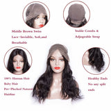 Maxine Hair 130% Density 10A Great Body Wave Human Hair Wig Pre Plucked and Bleached Knots Brazilian Body Wave Lace Front Wigs for Black Women Natural Color(12inch)