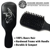 Badass Beard Care 100% Boars Hair Hardwood Frame Black Series Beard Brush For Men with Handle